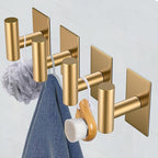 VAEHOLD Wall Towel Hooks, Heavy Duty Sticky Holder Waterproof Towel Hooks for Hanging Coat, Clothes, Closet Hook Wall Mount for Kitchen (Gold, 2 Pack)