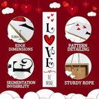 Valentine’s Day Porch Sign 47.2" Wooden “Love Be Mine” Hanging Signs, Romantic Heart Decor for Front Door, Porch, or Indoor Outdoor Valentine Party Decorations
