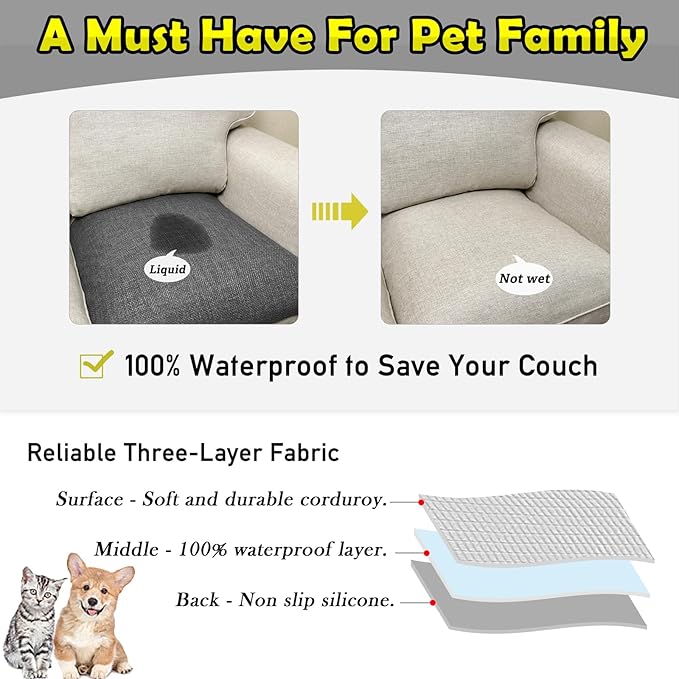 Couch Arm Covers, Waterproof Armrest Cover for Sofa, Armchair, Loveseat, Non-Slip Recliner Arm Cover, Sofa Arm Covers, Headrest Covers, Arm Chair Covers Set of 2 (Dark Gray, 28"×24")