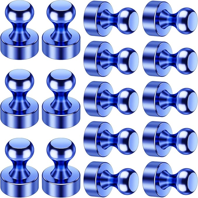 VNDUEEY 16 Pack Blue Fridge Magnets, Refrigerator Magnet Whiteboard Magnets, Push Pin Magnet for Home, Office, Classroom, Locker, Dry Erase Board