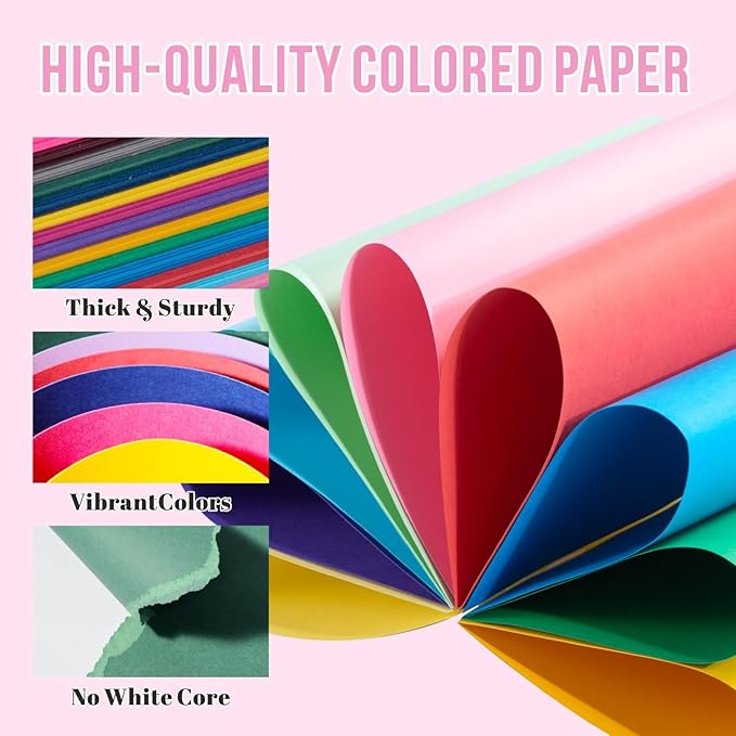 200 Sheets Colored Cardstock 20 Assorted Colors, 65lb/180gsm 8.5" x 11" Card Stock Paper, Bulk Colorful Cardstock for Cricut, DIY Crafts, Office Printing, Party Decor