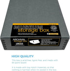 Lineco Museum Archival Storage Box, 8.75x10.75x3 in. Drop Front Design. Acid-Free with Metal Edge. Organize Photos, Pictures, Prints, Documents, Crafts, DIY. Gray, 1 Pack