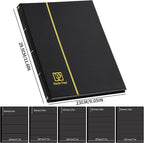 120 Pockets Stamp Album - Mixed Sizes Double-side Pages Artificial Leather Postage Stamp Holder Storage Book for Currency Banknotes Paper Folding Money Bills Documents Collection Black AS03MX1BK
