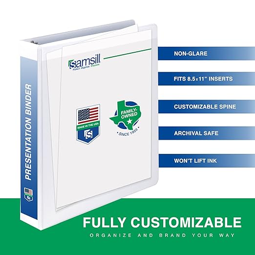 Samsill 2 Inch 3 Ring Binders, Made in USA, Economy Round Ring, Clear View Cover, 425 Sheet Capacity - for School, Home, Office - White, 12 Pack