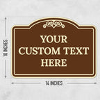 Custom Decorative Sign, Personalized Metal Sign for Business, Driveway, Home, Airbnb, Office Door Plaque, Brown Background Sign, 14x10 Inches, ACM, Fade Resistant, Made in USA by Sigo Signs