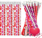 Hdagbnn 72PCS Valentine's Day Pencils,Wooden Heart Pencil with Eraser,Red Heart Pencil,Bullk Pencils for Exchange Gifts,Kids School Rewards Giveways Party Favors