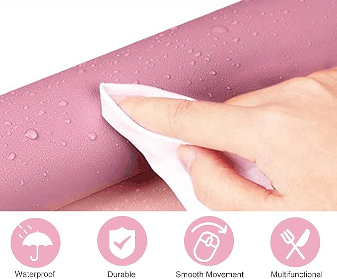 SUJAYU Dual Sided PU Leather Desk Pad, Mouse Pad, Office Desk Mat, Non-Slip Laptop Desk Pad, Waterproof Desk Writing Pad for Office and Home (23.6" x 11.8", Pink+Purple)