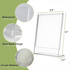 SVOPY 6 Pack Acrylic Sign Stand Holders, 8.5 x 11 Clear Plastic L Shape Table Paper Display Stand, Suit for Displaying Posters, Picture, Flyers, Menu