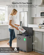 Lovewind Dual Trash Can, 14 + 6 Gallon Garbage Can for Kitchen Dual Compartment Recycling Kitchen Step Trash Bin, Stainless Steel Trash and Recycle Bin Combo with Soft-Close Lid, Grey