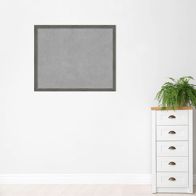 Amanti Art Grey Framed Magnetic Board 35x43 X-Large Vision Board for use with Magnets, 100% Metal Sheet to Display Items as Office Decor or for Home Organization in mudroom, Kitchen or Kids Room