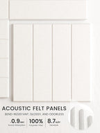 Bumusty Large Cork Board Alternative-47 x35 Felt Bulletin Board Tiles, with 30 Pushpins, 70 Adhesive Tabs, 12-Pack Slat Wall Paneling, Cork Boards for Office Push Pin Board Felt Board-Milky White