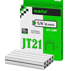meite JT21 Staples, 1/4 Inch Galvanized Fine Wire Staples for Staple Gun - 1,600 Counts, 7/16" Crown JT21 Staple Refill, Ideal for Upholstery, Crafts, Furniture