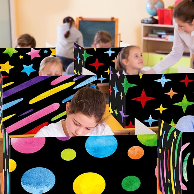 Affrolling 12 Pcs Inspirational Privacy Folders Bulk for Students Cardboard Privacy Boards Desk Divider Panel Waterproof Testing Divider for Classroom Back to School Study Supplies (Chalkboard)
