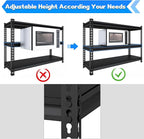 SDXYSTCE 48" W Garage Shelving Heavy Duty, 1500LBS Loads Adjustable Garage Storage Shelves, 3-Tier Metal Shelving Units and Storage Racks, Industrial Utility Shelf,48" Wx18 Dx39 H, Black