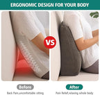 TANYOO Back Support Pillow for Recliner Soft Dual Layer Lumbar Support Pillow with Shredded Memory Foam Ergonomic Orthopedic Couch Lumbar Cushions for Elderly Lower Back Pain Relief Brown