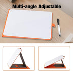 Glass Desktop Whiteboard with Reversable Stand, 12×9” Dry Erase White Board Easel with PU Cover Case, A4 Desk Notepad for Home Office School Supplies, Orange, 2026
