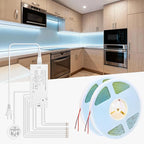 CUBITOR Under Cabinet Led Light Strip kit,2 Roll x 16.4ft Cuttable 6500K COB,Diffused Power with 8 JST & 2 Hardwired Outlets,Touch Sensor for Gun Safe Case,Book Shelf,Floating Shelf,Slat Wall Panel