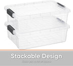 Superio Clear Storage Boxes with Lids, 16 Quart Plastic Container Bins for Organizing, Stackable Crates, BPA Free, Non Toxic, Odor Free, Organizers for Home, Office and Dorm, 4 Pack
