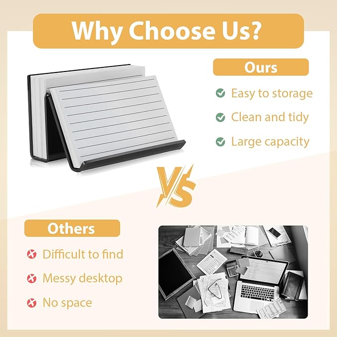 2 Pack 3x5 Index Card Display Holder Acrylic Cards Holder Stand Acrylic Business Card Holders Name Card Organizer Postcard Stand Display 200 Capacity for Studying Supplies No Card (Black, 2 Pack)