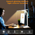 AKRRYR Led Desk Lamp for Home Office,24W Bright Eye-Caring Desk Light with Base,5 Brightness and 5 temperatures Dimmable Workbench Task Light, Adjustable Gooseneck Table Lamp for Monitor(White)