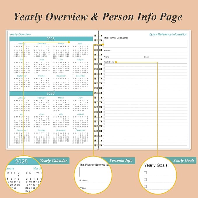 2026-2027 Planner - Weekly & Monthly Planner from January 2026 - June 2027, Planner 2026-2027 with Elastic Closure, Inner Pocket, 8.5" x 11", Rose Leaf