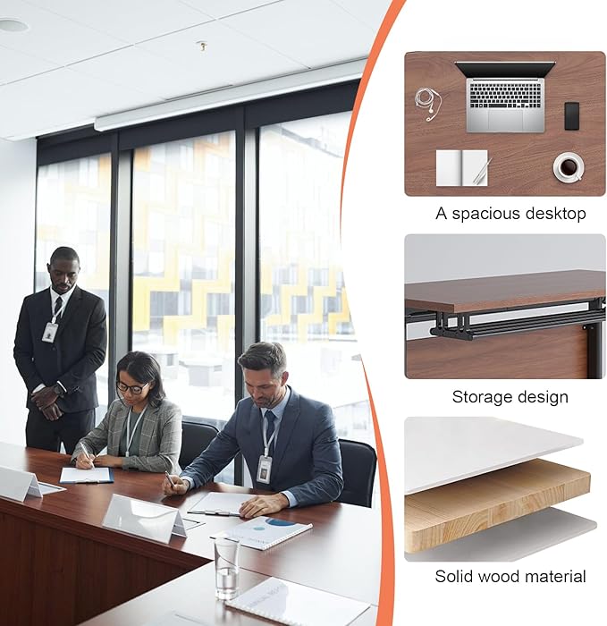 Conference Table,55.1''Folding Conference Room Table for 4-12 People,Mobile Flip Top MeetingTraining Table with Different Coulor and Styles for Offices, Classrooms,Meeting Room (4, 61''D)