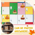 Henoyso 108 Pcs Fall Thanksgiving Themed Name Tags Labels Autumn Classroom Decorations Self Adhesive Baked Food Labels 5.12 x 4.72 Inches Turkey Pumpkin Desk Name Plate Autumn Party Favor