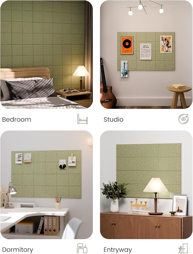 Fluxynara Large Felt Bulletin Board 36" x 24"Cork Board Alternative-6 Pack with 40 Safe Removable Adhesive Tabs, Cork Boards for Walls Cork Board for Home Office Classroom Pin Board-Olive Green