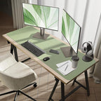 Bloss 47.2" x 16.9" Large Desk Mat, Leather Mouse Keyboard Pad, Non-Slip Writing Pad, Desk Protector for Office, Home - Light Green