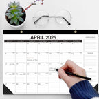 Desk Calendar 2026-18-Month (Jan 2026-Jun 2027) 17x12 Inches, 2 Stickers Included, Desktop/Wall Monthly Calendar for Home, School & Office (Simple black)