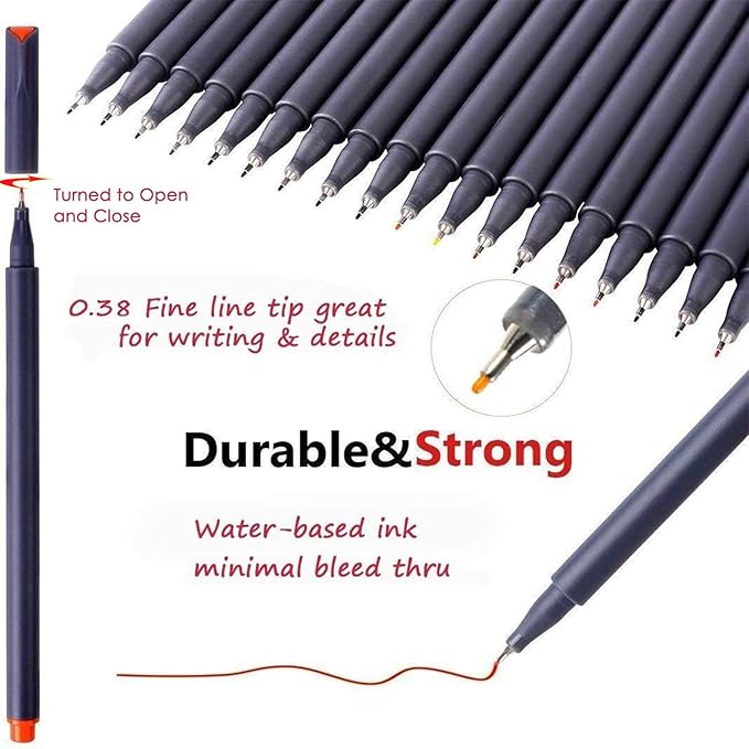 iBayam Journal Planner Pens Colored Pens, Office Supplies, Fine Point Fineliner Drawing Art Markers for Bullet Journaling Scrapbooking Notebook Writing Note Taking Calendar Stationary, 18-Color