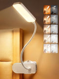ReinHoo Clip on Lamp,9 Brightness+5 Color Clamp Light,4000mAh Battery Rechargeable Desk Lamp with Clamp,450 Lumen 48 LED Desk Light,Cordless Clip on Reading Lights for Bed/Headboard/Bedside Table