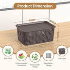 ZFTMRR Plastic Storage Basket with Lid, Stackable Small Box Bins for Organizing and Containers for Shelves Drawers Desktop Closet Playroom Pantry Classroom Office Home, 8 Pack 10.2x7.2x4.1 Inch, Brown