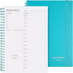 Daily Planner Undated, Asten To Do List Notebook Hourly Schedules Spiral Appointment Planner for Men and Women,PVC Hardcover,Elastic Closure, Inner Pocket 8.3" x 5.8" (Blue)