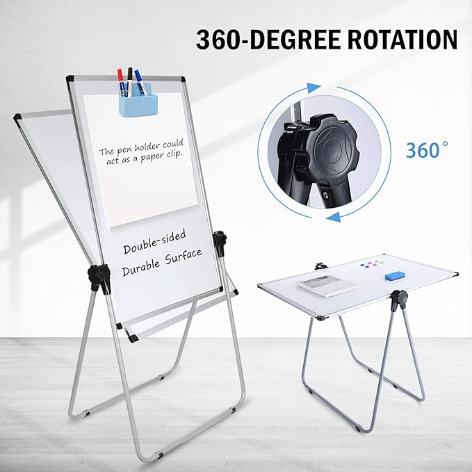 UIFER Stand White Board, Double Sided Magnetic Dry Erase Board Height Adjustable Whiteboard with Sturdy Aluminum Frame for Home Office Classroom, 36 x 24 Inch
