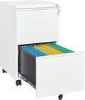 Fesbos 2 Drawer Vertical File Cabinet - Mobile Filling Cabinet with Lock for Legal/Letter Files - Office Storage File Cabinet with Wheels Under Desk - Assembly Required