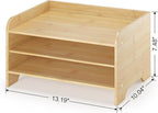 Wisuce Essentials Bamboo Desk Organizer Mail Holder Countertop Letter Tray File Organizer for Desk Letter Sorter Paper File Storage for School Home Office Supplies