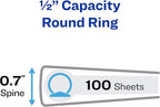 Avery Standard View 3 Ring Binder, 0.5" Round Rings, 100-Sheet Capacity, 0.7 Inch Wide Spine, 1 Black Binder, Ideal for Lightweight Organization and Occasional Referencing (17701)