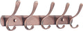 SKOLOO Coat Rack Wall Mount - Modern, Metal Wall Coat Rack with 5 Hooks, Sturdy Wall Hook Rack Rail for Hanging Coat, Jacket, Clothes, Hat, Red Copper