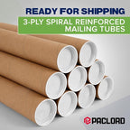 2" x 24" Reinforced Kraft Paper Mailing Tubes, Pack of 2 Tubes with 2 Caps Each – USPS Approved Poster Tube – Made in USA Cardboard Tube for Shipping and Storing Posters, Prints, Artwork, or Documents