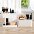 Poeland Desktop Storage Organizer Pencil Card Holder Box Container for Desk, Office Supplies, Vanity Table Tan