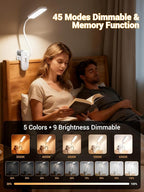 ReinHoo Clip on Lamp,9 Brightness+5 Color Clamp Light,4000mAh Battery Rechargeable Desk Lamp with Clamp,450 Lumen 48 LED Desk Light,Cordless Clip on Reading Lights for Bed/Headboard/Bedside Table