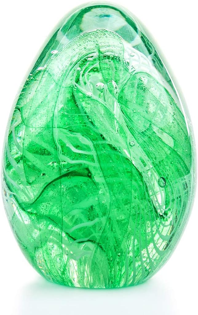 QFkris Crystal Blessings Paperweight Easter Eggs 3.4" Blown Glass Art Figurine Collectibles Desk Decor (Green)