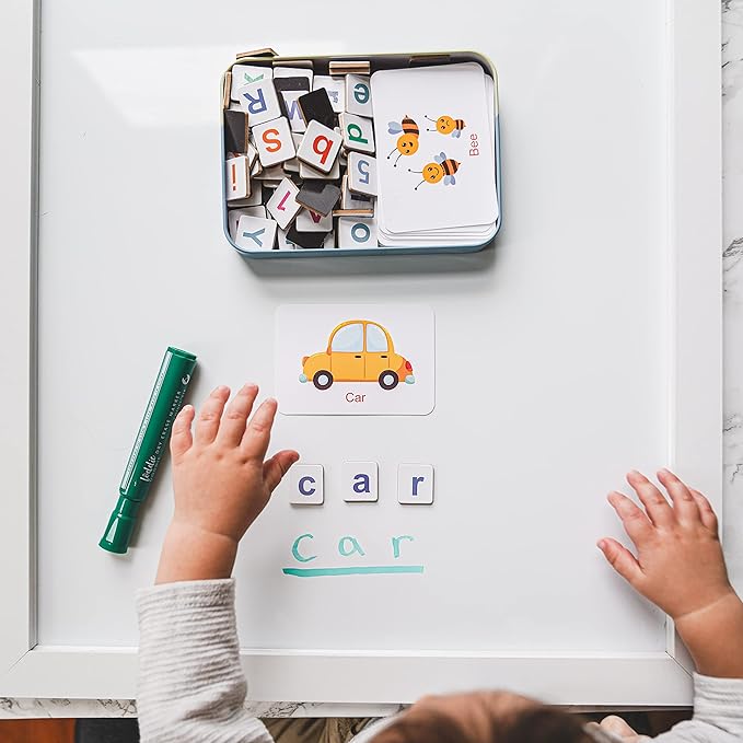 Loddie Doddie Magnetic Dry Erase White Board - 24 x 36 in White Frame - Built-in Tray & Dry Erase Board for Wall - Stain-Resistant Surface - Vertical & Horizontal Mounting on Magnetic Wall