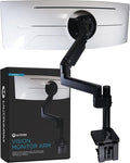 ULTRARM Heavy Duty Monitor Arm for Ultrawide Monitors up to 57" and 44 lbs, Single Desk Stand, Pneumatic Height Adjustable, Modular Extension Arms - Max VESA 100x100, Black, MA20P-S