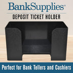 BankSupplies Deposit Ticket Holder | 10W x 4D x 6H | Black Textured, Molded Plastic | Check & Voucher Sorter | Desk Organizer for Deposit Slips, Receipts, Forms, Tickets