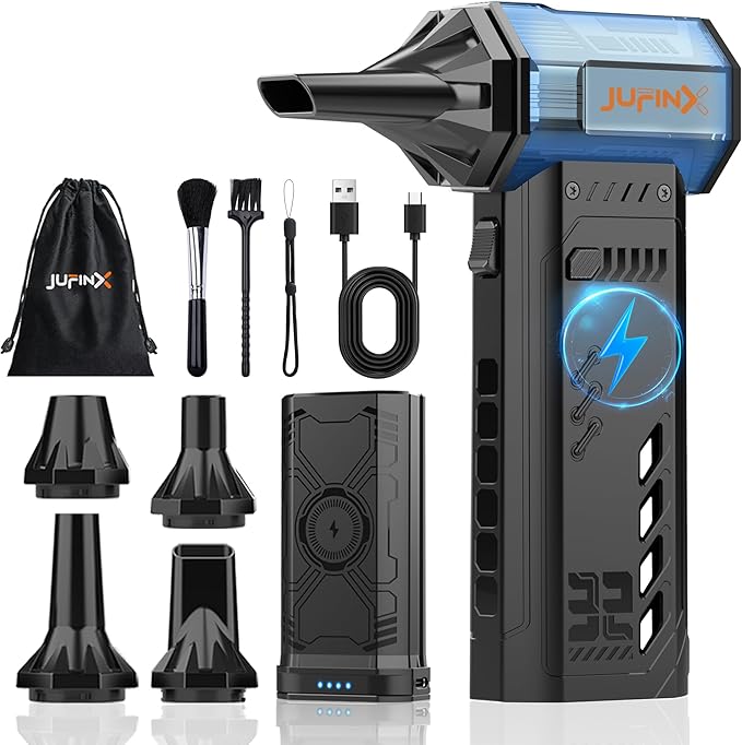 X301 Electric Air Duster-250000RPM Super Power-Air Duster, Replaceable Battery,Long Life-Snow Blower, 3-Gear Adjustable,4 nozzles for Computer, Keyboard, Outdoors and Car Cleaning.(1*Battery)