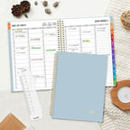 SUNEE 2026 Appointment Book, Quarter-Hourly, Weekly & Monthly - from January 2026 - December 2026, 8.5"x11" Weekly Planner, Flexible Cover, Note Pages, Pockets, Bookmark, Spiral Binding, Gray Blue