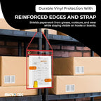 MICRO TEC Repair Order/Work Ticket Holders – Heavy-Duty Vinyl Sleeves with Red Handle – 11" x 13" for Automotive Repair Orders, Job Tickets, Documents – Pack of 50 – Clear w/Red Handle