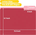 SUNEE File Folders, 120 Pack Manilla Folders 8.5 x 11, Colored File Folders Home Office School Supplies for Documents Files Paper, Red